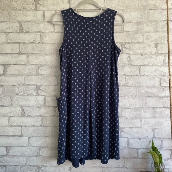 J. Jill Sleeveless Flare Dark Blue White Abstract Print Mini Dress Size … - Picture 7 of 13